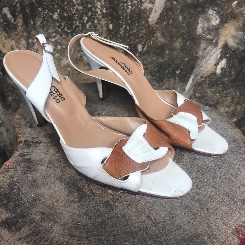 vintage sling backs brown & white Santa Marinella